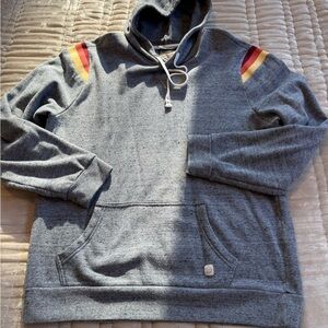 Marine Layer Gray Hoodie with Red and Yellow Accents